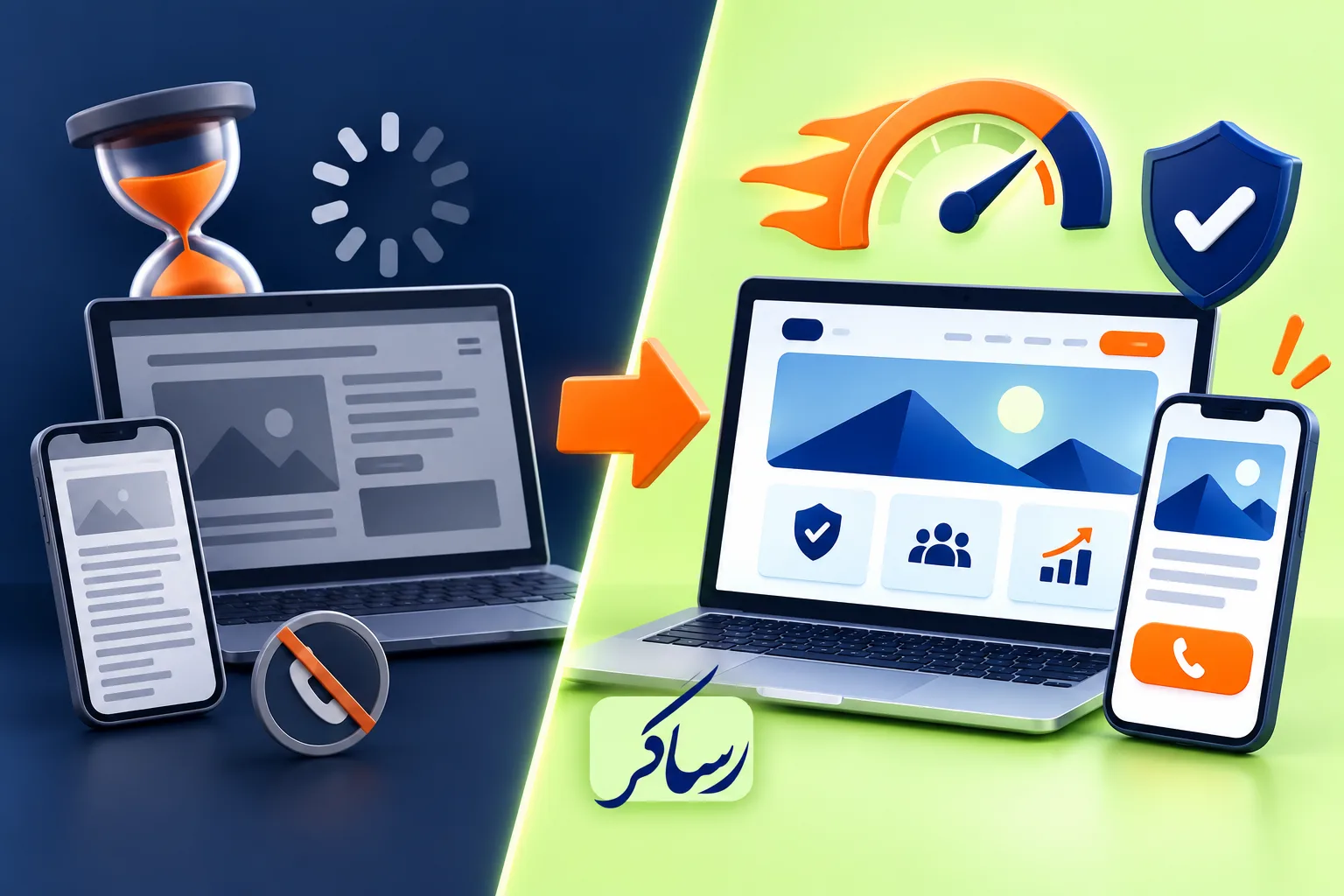 مقایسه سایت قدیمی شلوغ با سایت بازطراحی‌شده و واضح
